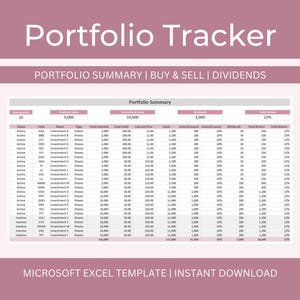 Investment Portfolio Tracker Spreadsheet Template for Microsoft Exce