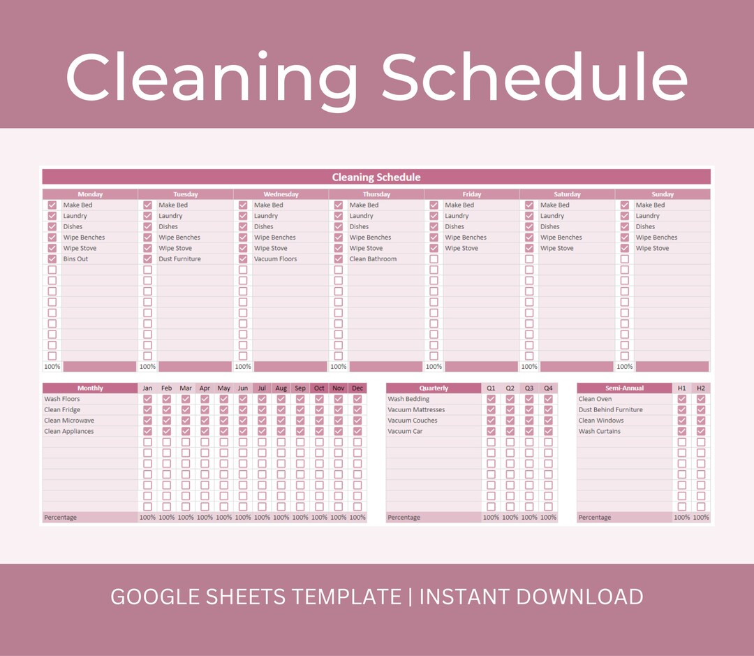 Cleaning Schedule | Cleaning Checklist | Cleaning Planner | Weekly ...
