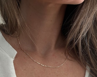 Gold Filled Micro Figaro Chain Necklace