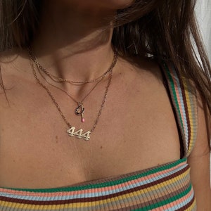 Angel Number Necklace, 111, 444, 666, Gold Filled