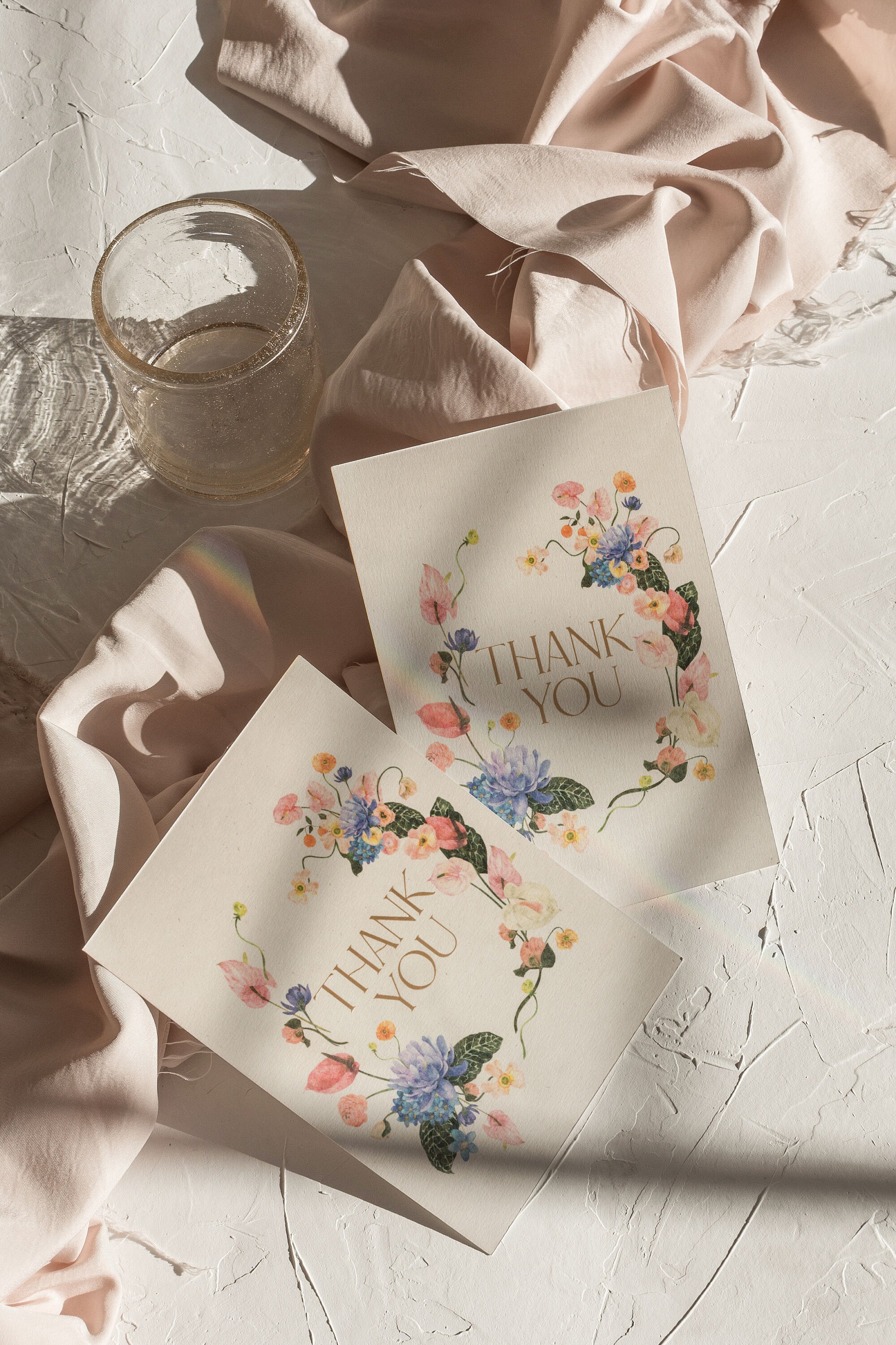 Crisky Dankeskarten Mit Blumenmuster & Goldfolie | 25 Karten + Umschläge + Aufkleber | Für Geburtstag, Hochzeit, Babyparty & Mehr