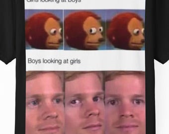 Reaction Meme T-shirt | Girls Looking at Boys vs Boys Looking at Girls