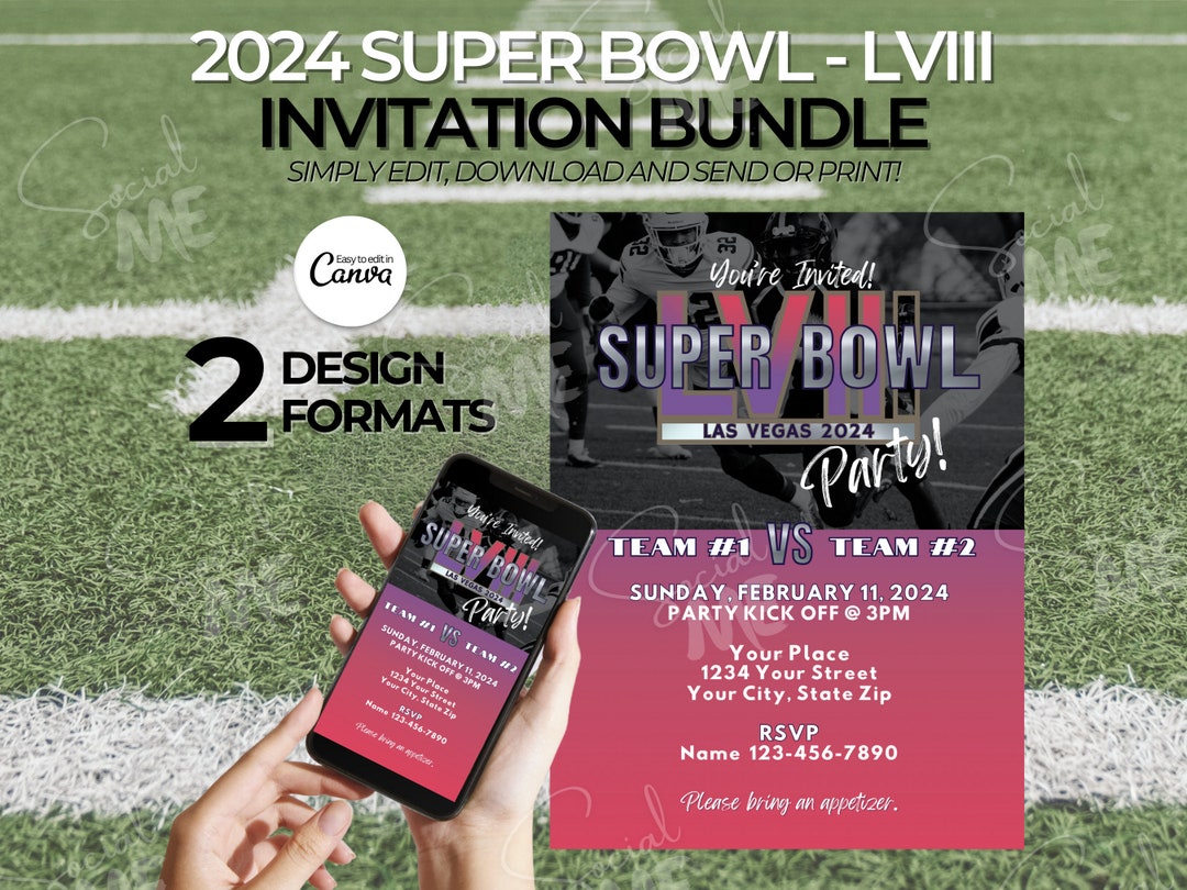 Customizable Super Bowl Invitation, Super Bowl Party Invitation, Super ...