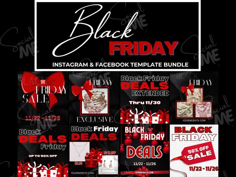 The Black Friday Social Media Bundle includes 84 customizable social media templates perfect for Small Business Owners during the holiday season.