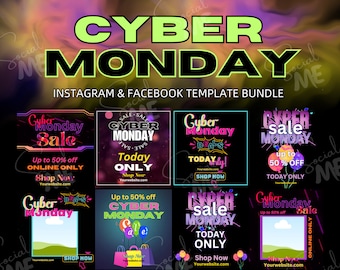 Cyber Monday Social Media Templates, Instagram & Facebook (Digital Download)