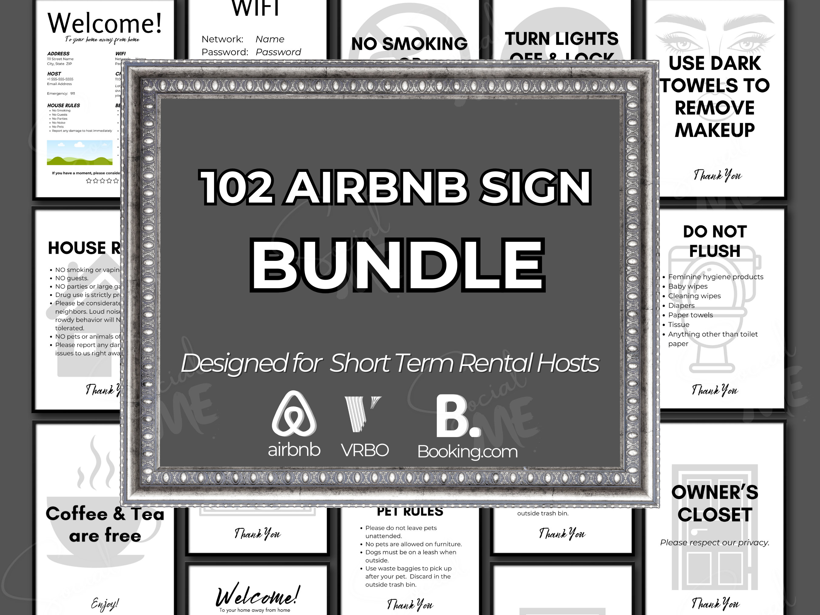 Airbnb Host Sign Template Bundle (102 Canva Signs) - Etsy