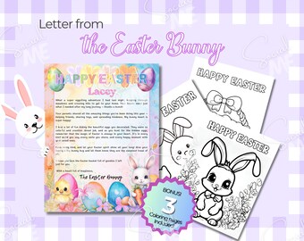 Personalized Easter Bunny Letter with Coloring Pages (Digital Download)