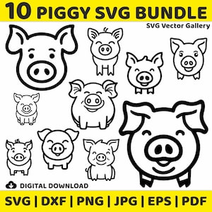 10 Piggy SVG Bundle, Clipart, Image, Silhouette, Vector, svg, dxf, png, jpg, eps, pdf