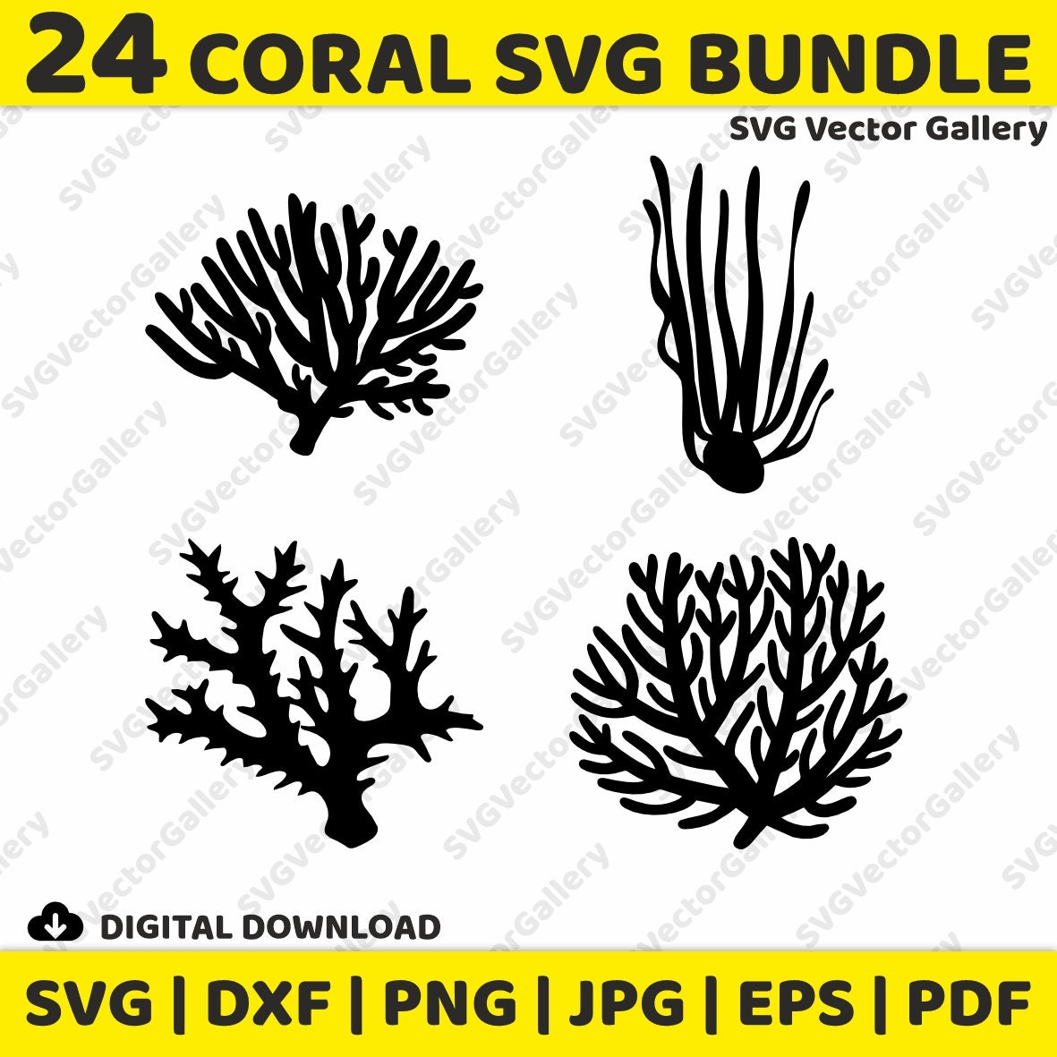 24 Coral SVG Bundle, Clipart, Image, Silhouette, Vector, Svg, Dxf, Png ...