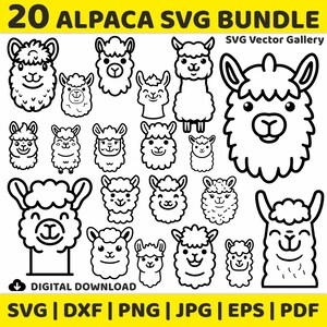 20 Alpaca SVG Bundle, Clipart, Image, Silhouette, Vector, svg, dxf, png, jpg, eps, pdf