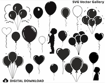 20 Balloon SVG Bundle, Clipart, Image, Silhouette, Vector, svg, dxf, png, eps, pdf