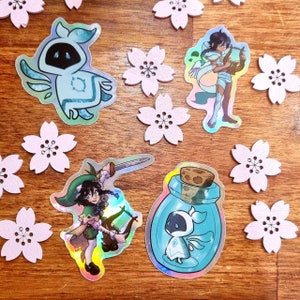 Genshin Impact x Legend of Zelda, Venti en fée, Link et Zelda stickers autocollants holographiques