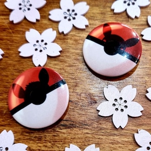 Pocket Monster silhouette Pikachu Eevee Eevee, pin buttons, pokeball, round glossy