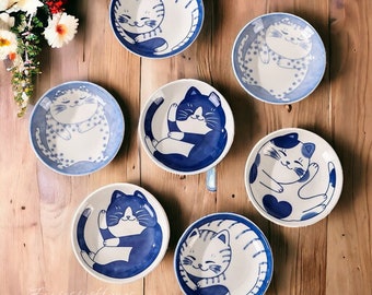 Lindo plato de gato, vajilla de plato, plato de plato, gato lindo, estilo japonés, regalo de cumpleaños, regalo de Navidad, plato de joyería, plato pequeño