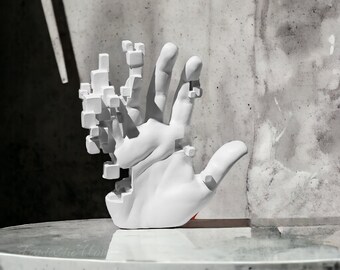 Hand Statue, Moderne Statuen, Moderne Kunst, Abstrakte Skulptur, Nordisches Design, Bücherregal Dekor, Wohnzimmer Dekoration, Geburtstagsgeschenk, Pixel Kunst