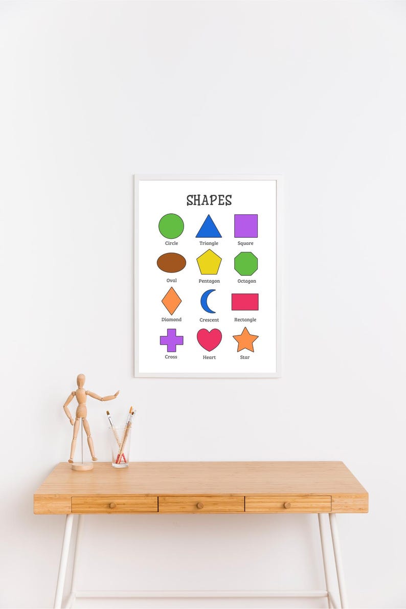 12 Shapes Printable | Educational Poster for Kids | Kindergarten ...