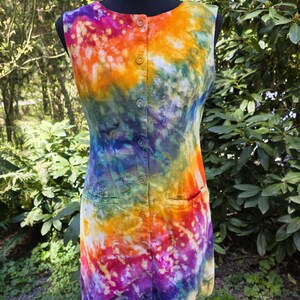 Rainbow button down vest/dress size M