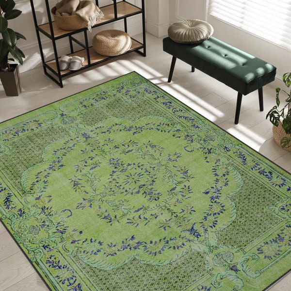 Green Vintage Rugs, Price Performance Area Rug, Green Oriental  Rugs, Green  Ethnic Rug, Traditional Rug, Area Rug For Living Room 8x10