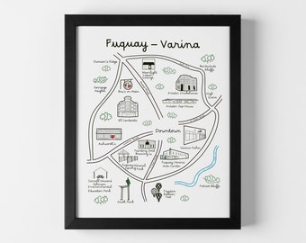 Fuquay Varina NC Illustrated Map Art Print - Vibrant North Carolina Cityscape, Unique Home Decor, Fuquay Landmarks, Perfect Gift