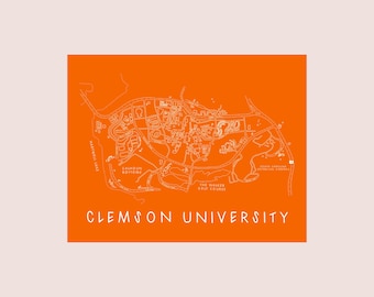 Clemson University Map Print