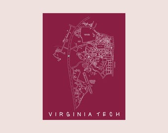 Virginia Tech Map Art Print