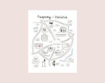 Fuquay Varina NC Illustrated Map Art Print – North Carolina Cityscape