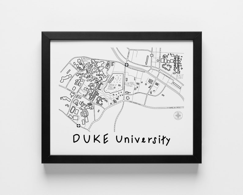 Impression de carte minimaliste de l'université Duke Art mural Diables bleus cadeau de remise des diplômes pour l'université Design épuré image 4