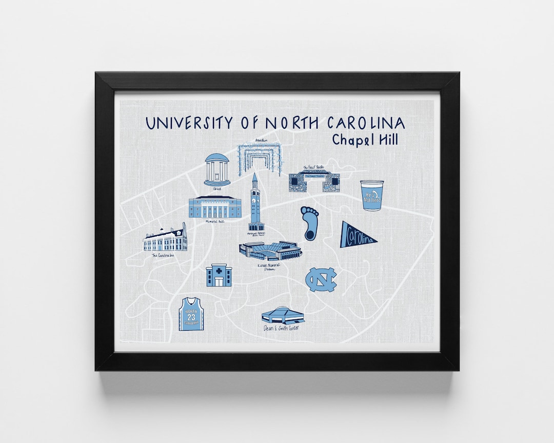 UNC Chapel Hill Illustrated Map Vibrant Campus Art Print - Etsy