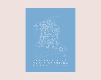 UNC Chapel Hill Minimalist Map Print - Tar Heels Wall Art