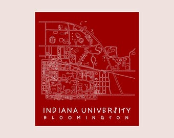 Indiana University Bloomington Map Print – Hand-Drawn Hoosiers Wall Art