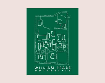 William Peace University Map Art Print - Raleigh, NC