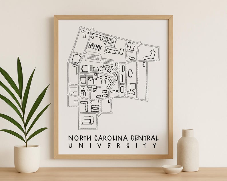 NC Central University Map Print - Hand-drawn NCCU Eagles Decor - Etsy