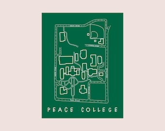 Peace College Map Art Print - Raleigh, NC