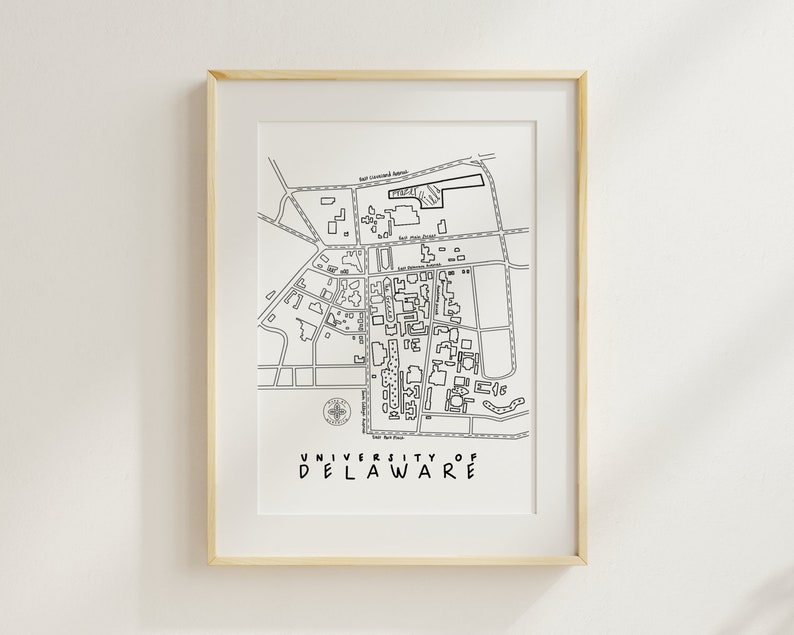 University of Delaware Minimalist Map Print Blue Hens Wall Art Decor Graduation Holiday College Gift Clean Design image 2