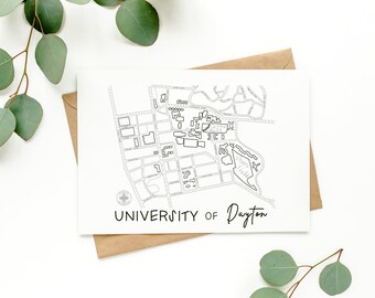 Impression de carte minimaliste de l’Université de Dayton - Décoration murale moderne pour les fans de flyers - Cadeau universitaire propre et élégant