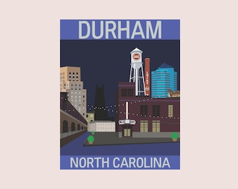Durham North Carolina Travel Poster - City Wall Art