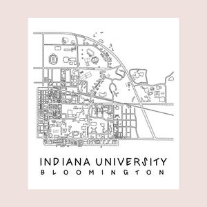 Indiana University Bloomington Print - Indiana University Bloomington Map Print - Hoosiers Wall Art - Graduation Holiday College Gift