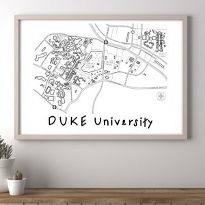 Impression de carte minimaliste de l'université Duke Art mural Diables bleus cadeau de remise des diplômes pour l'université Design épuré image 3