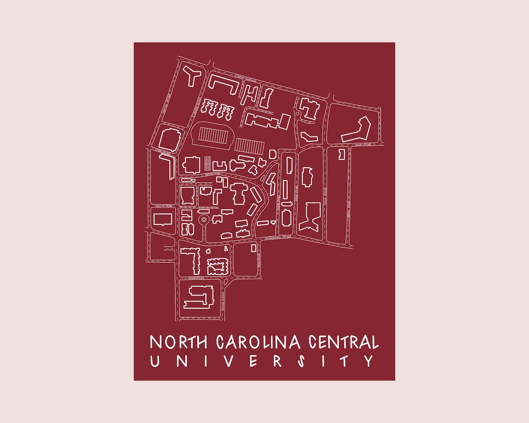 NC Central University Map Print - Hand-drawn NCCU Eagles Decor - Etsy