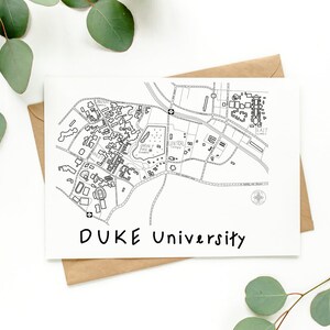 Impression de carte minimaliste de l'université Duke Art mural Diables bleus cadeau de remise des diplômes pour l'université Design épuré image 1