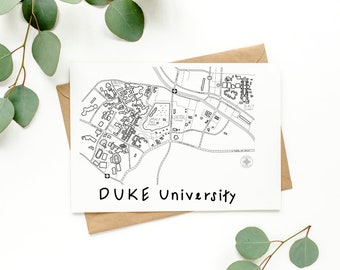 Impression de carte minimaliste de l'université Duke - Art mural Diables bleus - cadeau de remise des diplômes pour l'université - Design épuré