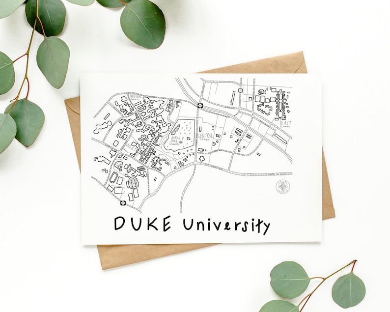 Impression de carte minimaliste de l'université Duke Art mural Diables bleus cadeau de remise des diplômes pour l'université Design épuré image 1