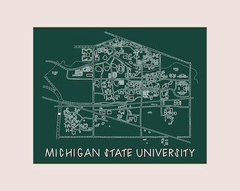 Michigan State University Map Art Print