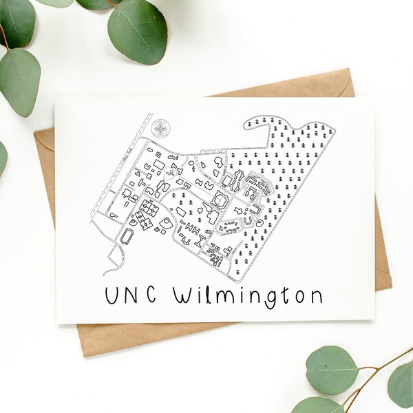 UNC Wilmington Minimalist Map Print - Seahawks Wall Art Decor - Graduation Holiday College Gift - Clean Design