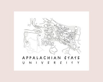 Appalachian State University Map Art Print