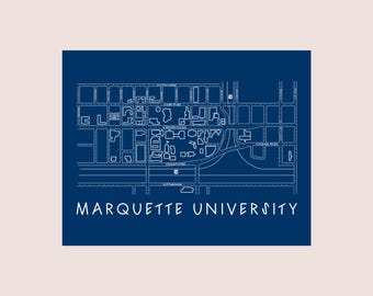 Marquette University Map Print – Hand-Drawn Minimalist Campus Art