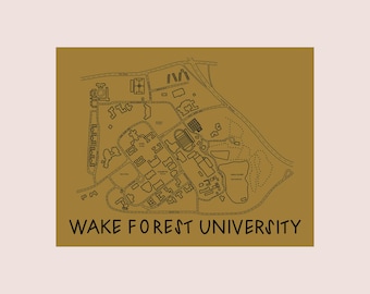 Wake Forest University Map Art Print