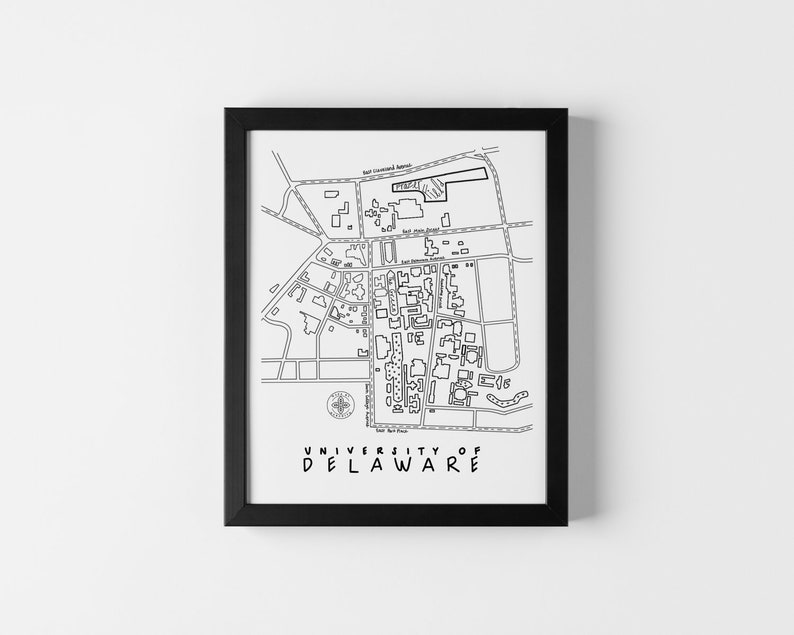 University of Delaware Minimalist Map Print Blue Hens Wall Art Decor Graduation Holiday College Gift Clean Design image 4