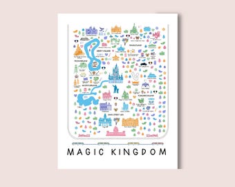 Magic Kingdom Illustrated Map | Hand-Drawn Illustration of Magic Kingdom in Walt Disney World