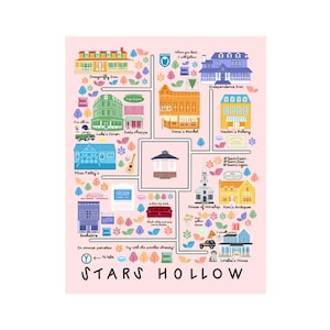Stars Hollow Map Print, Gilmore Girls Art
